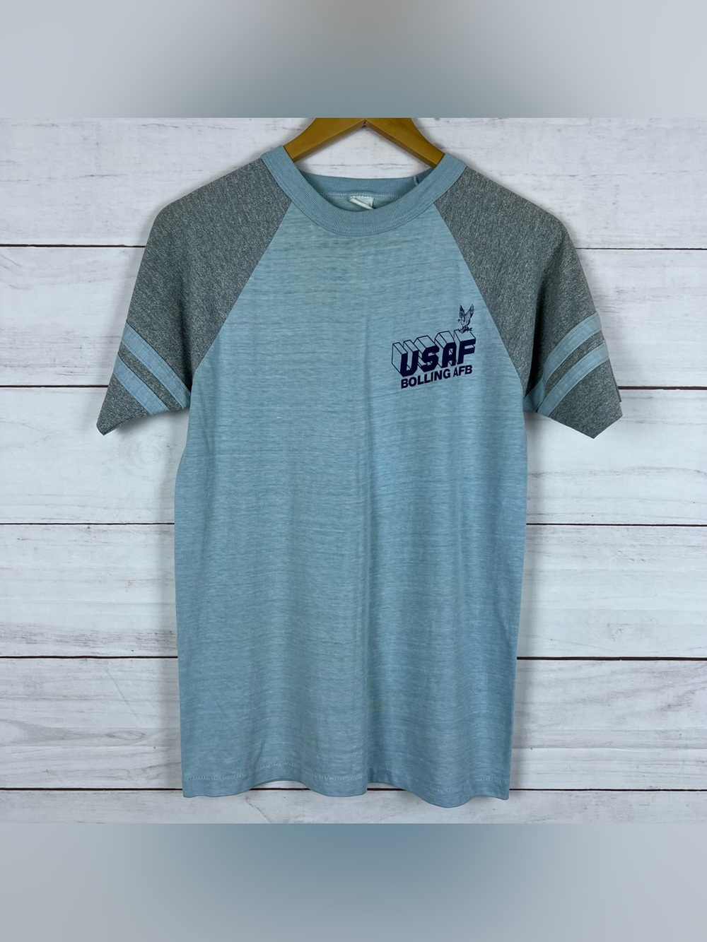 USAF Bolling AFB Men's Short Sleeve Tee - Light Blue & Gray